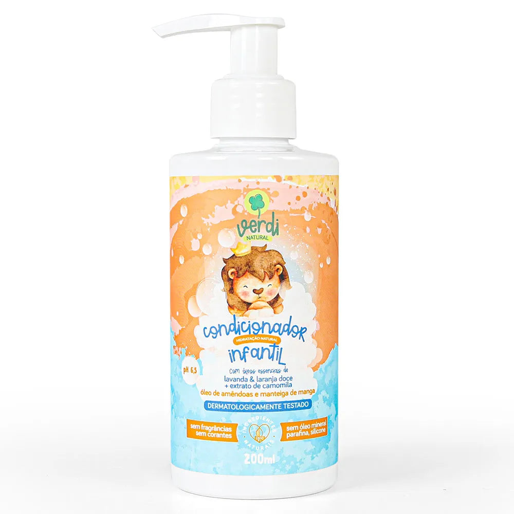 Condicionador Infantil 100% Natural com Óleos essenciais de Lavanda e Laranja doce e Extrato de Camomila