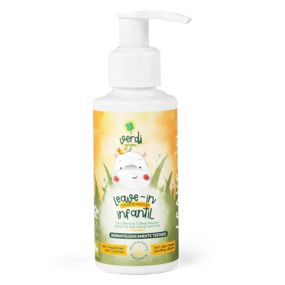 Leave In Creme de Pentear Infantil 100% Natural com blend de 7 Óleos essenciais e Extrato de Aloe Vera e Camomila + Pantenol