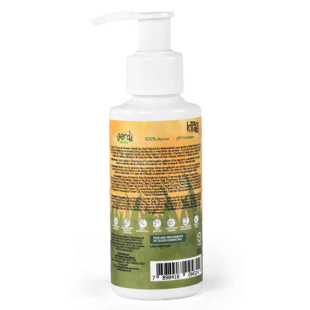 Leave In Creme de Pentear Infantil 100% Natural com blend de 7 Óleos essenciais e Extrato de Aloe Vera e Camomila + Pantenol