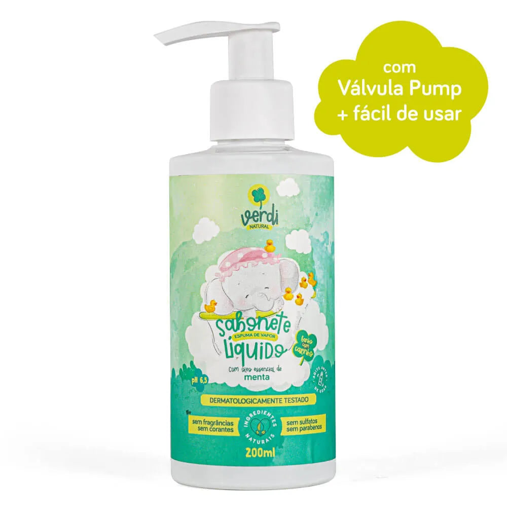 Sabonete Líquido e Shampoo 100% Natural Espuma de Vapor com Óleo Essencial de Menta