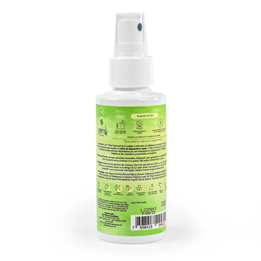 Baby Room Mist Spray Reconfortante Aromaterapêutico com Hidrolato de Melaleuca e Óleo Essencial de Eucalipto