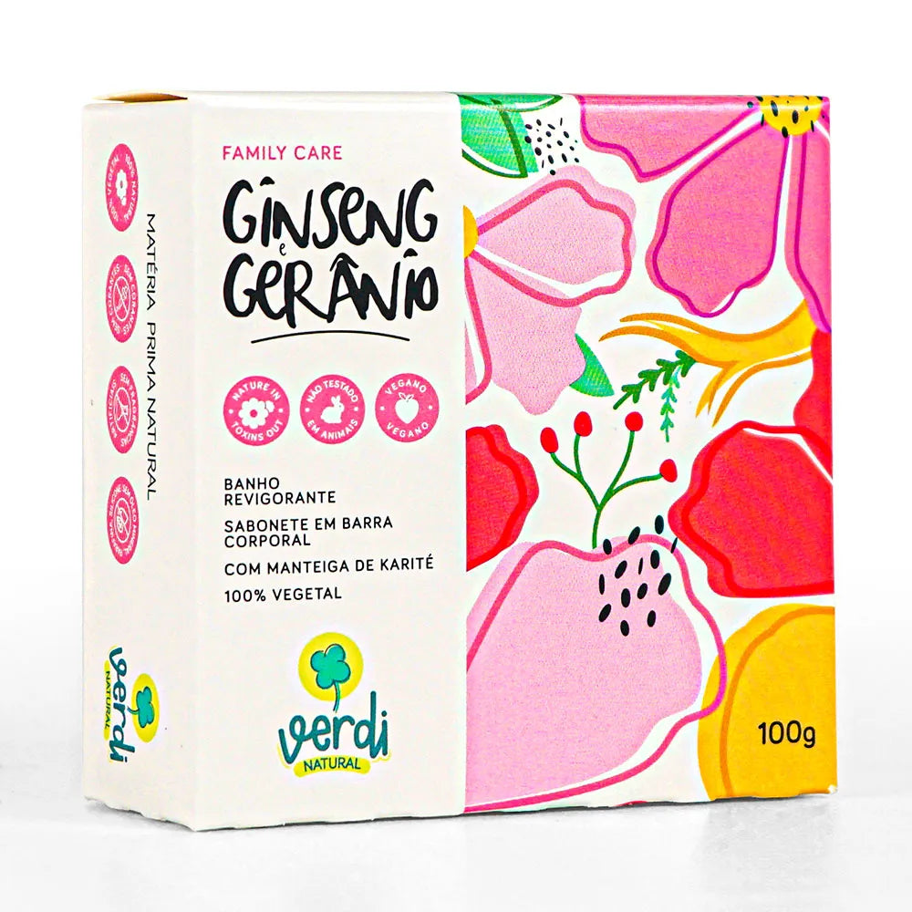 Sabonete Corporal Revigorante Ginseng e Gerânio com Manteiga de Karité - Family Care