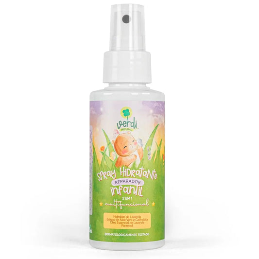 Spray Hidratante Reparador Infantil 100% Natural com Hidrolato de Lavanda, Extrato de Aloe Vera e Calêndula, Óleo Essencial de Lavanda e Pantenol